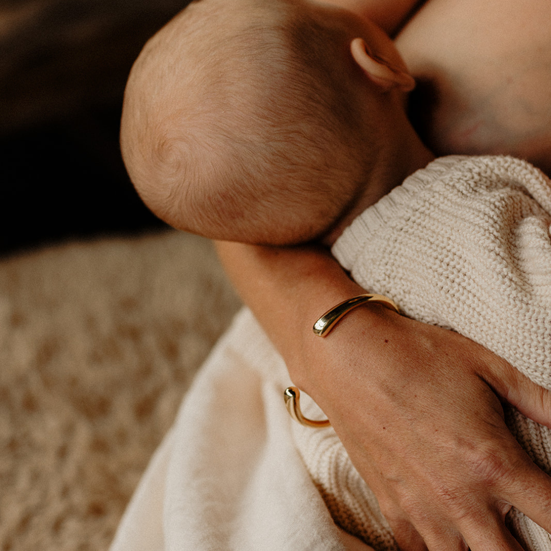 gold Boobie bracelet breasfeeding baby